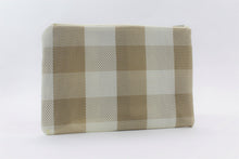 Load image into Gallery viewer, Raniah Tan Cream Plaid Medium Clutch Purse Pouch - PillowKate
